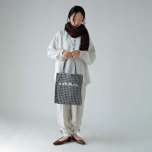 R & D.M.Co- オールドマンズテーラー リネン ギンガムチェック トート