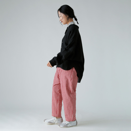 【美品】オールドマンズテーラー　リラックスギンガムチェック　イージーパンツ R & D.M.Co- オールドマンズテーラー ギンガムチェック サルエル