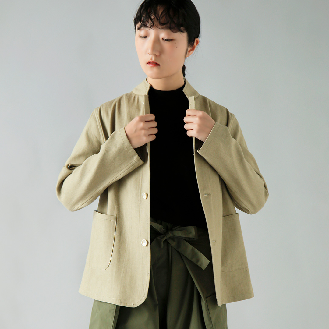 極美品 コットンハウスアヤ 児島デニムカバーオールジャケット 丸襟 ゆったり R & D.M.Co- オールドマンズテーラー コットン デニム カバーオール