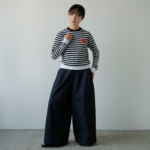 R & D.M.Co- オールドマンズテーラー ガーゼ ボーダー アップルパッチ