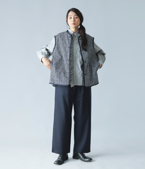 TOUJOURS ユーティリティベスト Silky PL Flower Jacquard Cloth 