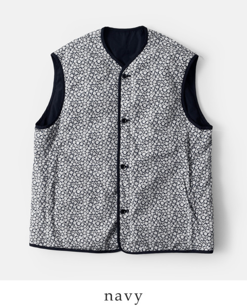 TOUJOURS トゥジュー ヴィンテージ フラワー プリント コットン ポプリン リバーシブル ベスト “Reversible Padded Utility  Vest” am41gv02 | iroma..aranciato