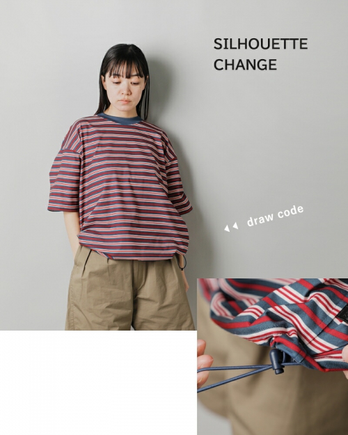 DAIWA PIER39 ダイワピア39 テック ドローストリング マルチボーダー ショートスリーブ Tシャツ “W's TECH  DRAWSTRING MULTI BORDER S/S TEE” be-35024l-ms | iroma..aranciato