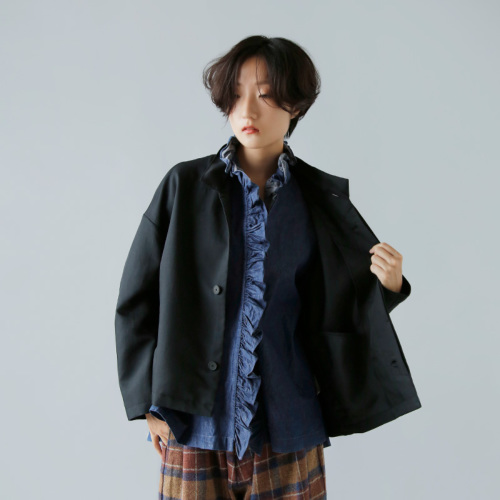 TOUJOURS トゥジュー デニムラッフルシャツ 6.5oz Organic Cotton Denim Cloth Ruffle Shirt  bm39gs01