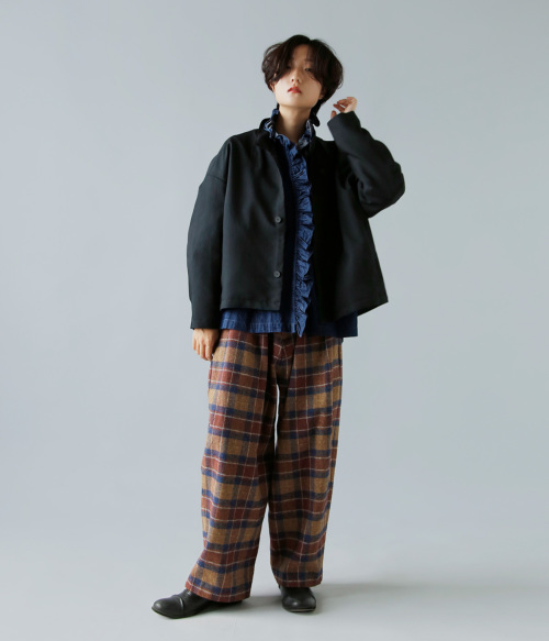 TOUJOURS トゥジュー デニムラッフルシャツ 6.5oz Organic Cotton