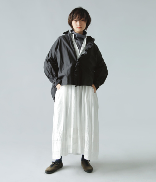 Toujours - Bishop Sleeve Ruffle Wide Shirt Indigo Blue - Rendez-vous Store
