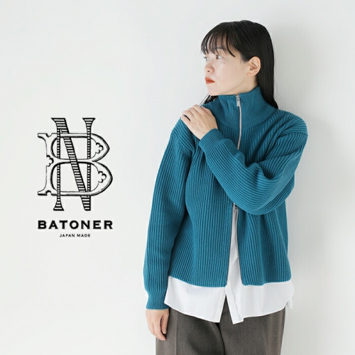 BATONER バトナー 24AW SOLID WOOL DS KNIT ウールドライバーズニットジャケット BN-24FL-031 ブラック 1 ITJ5CZ37344Y BATONER バトナー ウール ドライバーズ ニット ジャケット