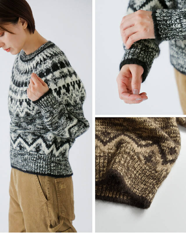BATONER バトナー ウール モヘア アルパカ ノルディック クルーネック