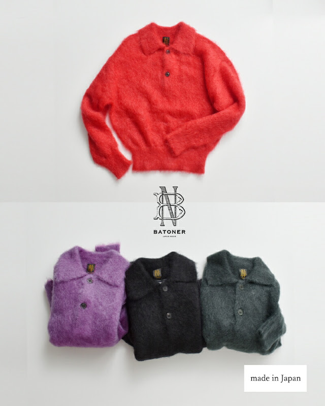 BATONER バトナー ピュア モヘア シャギー ポロ ニット プルオーバー