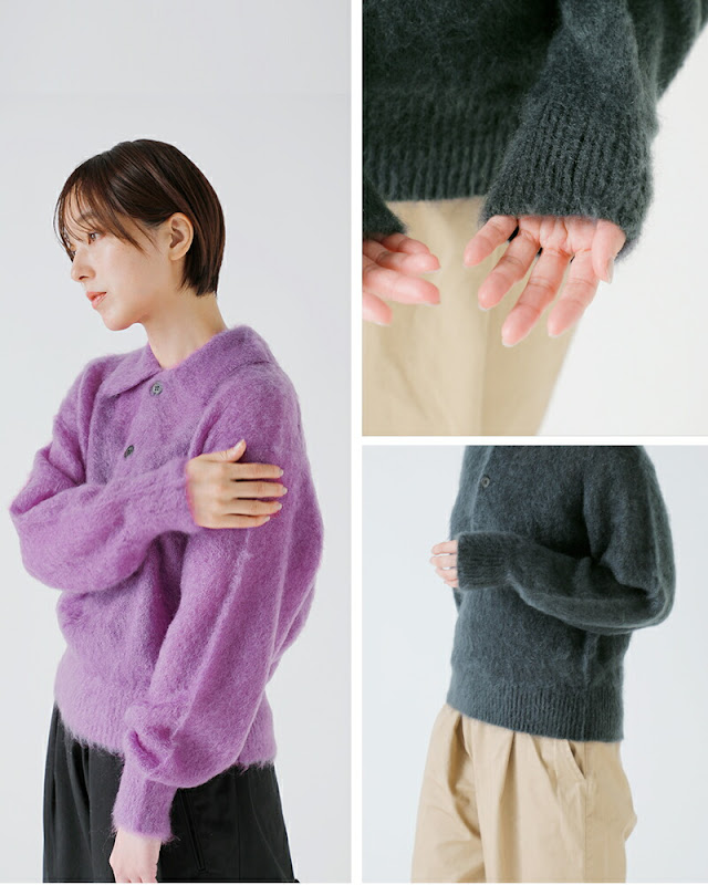 BATONER バトナー ピュア モヘア シャギー ポロ ニット プルオーバー