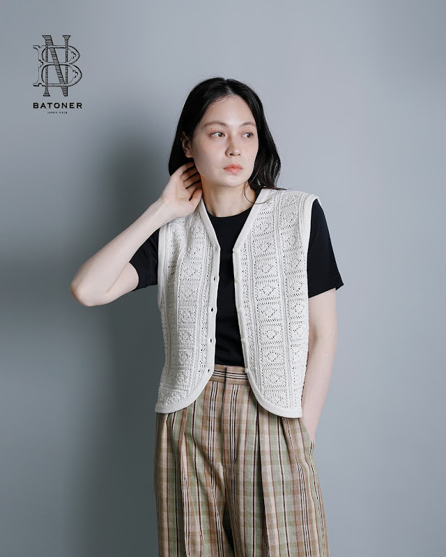 BATONER バトナー グラッシーレース オープン ベスト “GRASSY LACE