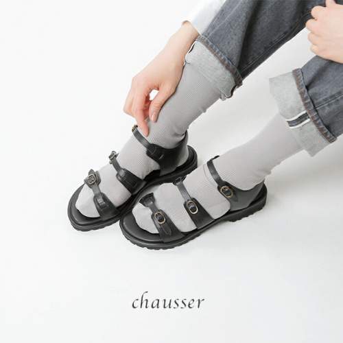 chausser ショセ レザー3ストラップフラットサンダル c-2323-mt