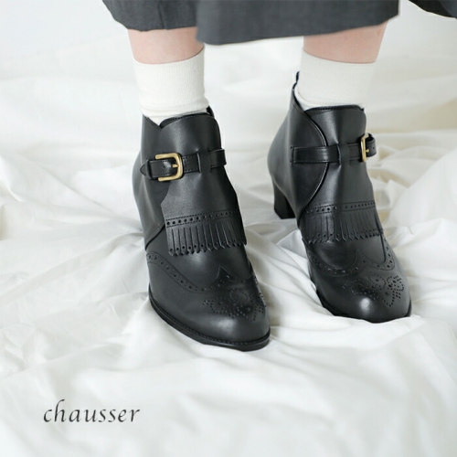 chausser ショセ カウレザー キルト メダリオン ショート ブーツ