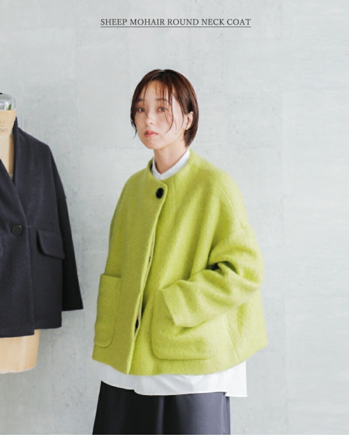 SI-HIRAI スーヒライ シープ モヘア ラウンドネック コート chaw24
