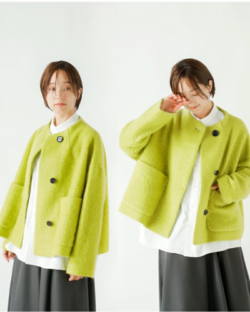 SI-HIRAI スーヒライ シープ モヘア ラウンドネック コート chaw24