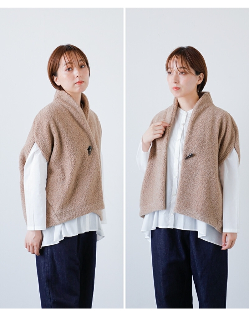 SI-HIRAI スーヒライ シープ ボア パイル ラップ ジレ chaw25-4812-kr