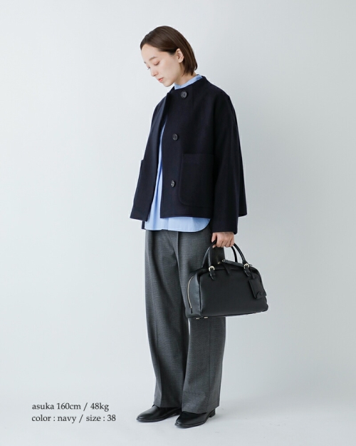 本日限定値下⭐︎yori ラウンドカラーショートコート　ネイビー38サイズ YORI（レディースコート、ジャケット） | ファッション のおすすめ人気