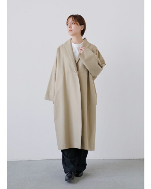 SI-HIRAI　スーヒライ　ロングコート　スプリングコート　カシュクール SI-HIRAI スーヒライ コットンダブルクロス ローブ コート