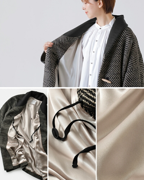 SI-HIRAI スーヒライ ウール スパーキーカルゼ/ヘリンボーン ローブ