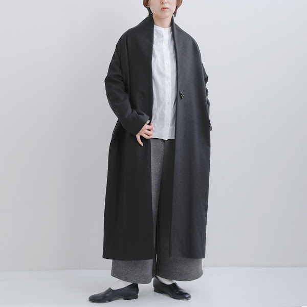 SI-HIRAI スペシャルメルトン ノーカラー ロングコート