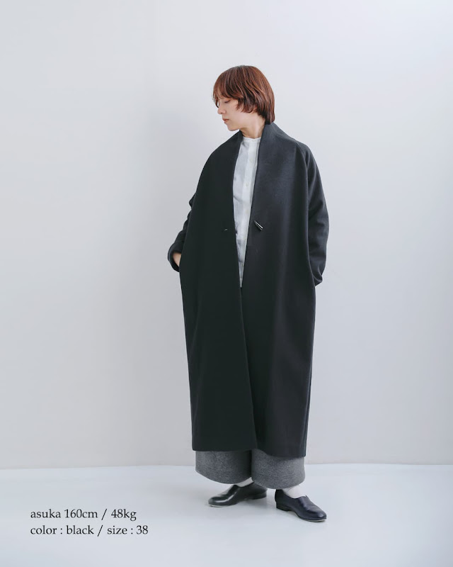 SI-HIRAI スーヒライ スペシャルメルトン ノーカラー ロングコート NO