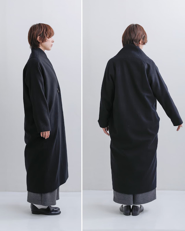 SI-HIRAI スーヒライ スペシャルメルトン ノーカラー ロングコート NO