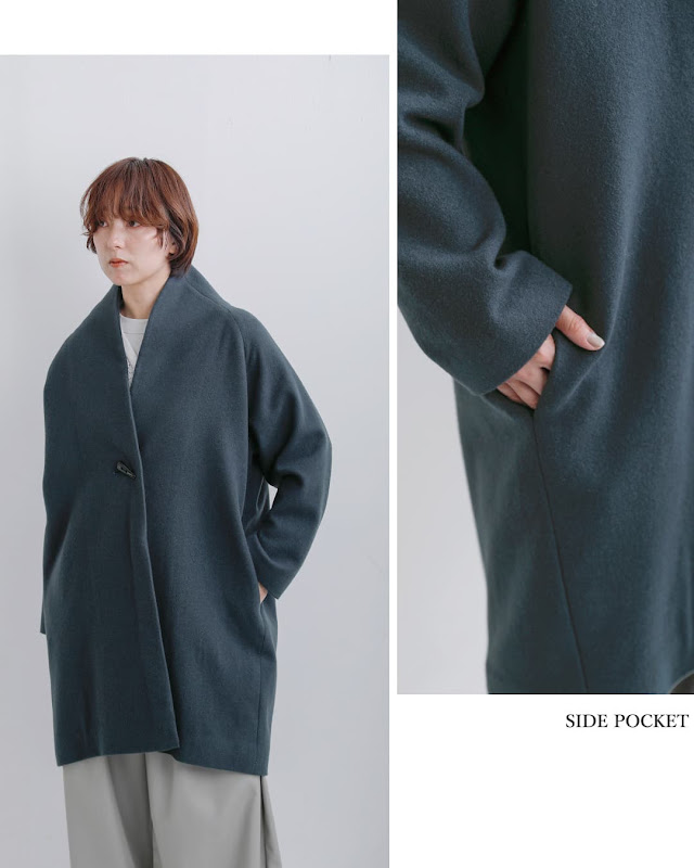 SI-HIRAI スーヒライ スペシャルメルトン ノーカラーコート SHORT NO