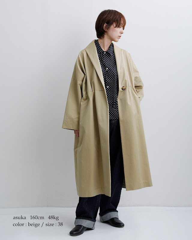 SI-HIRAI スーヒライ コットン ウエストギャザー ローブコート chaw26