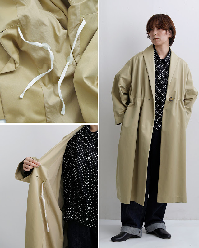 SI-HIRAI スーヒライ コットン ウエストギャザー ローブコート chaw26