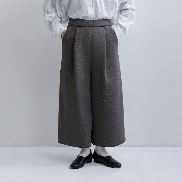 SI-HIRAI コットン ダブルニット タック アンクルワイドパンツ