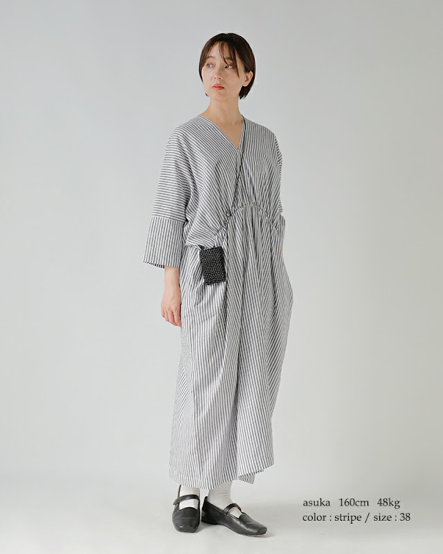 SI-HIRAI スーヒライ リネン / ヘンプ Vネック レクタングル ドレス