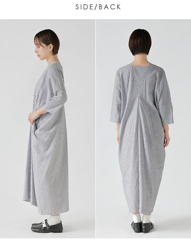 SI-HIRAI スーヒライ リネン / ヘンプ Vネック レクタングル ドレス