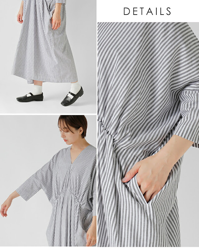 SI-HIRAI スーヒライ リネン / ヘンプ Vネック レクタングル ドレス