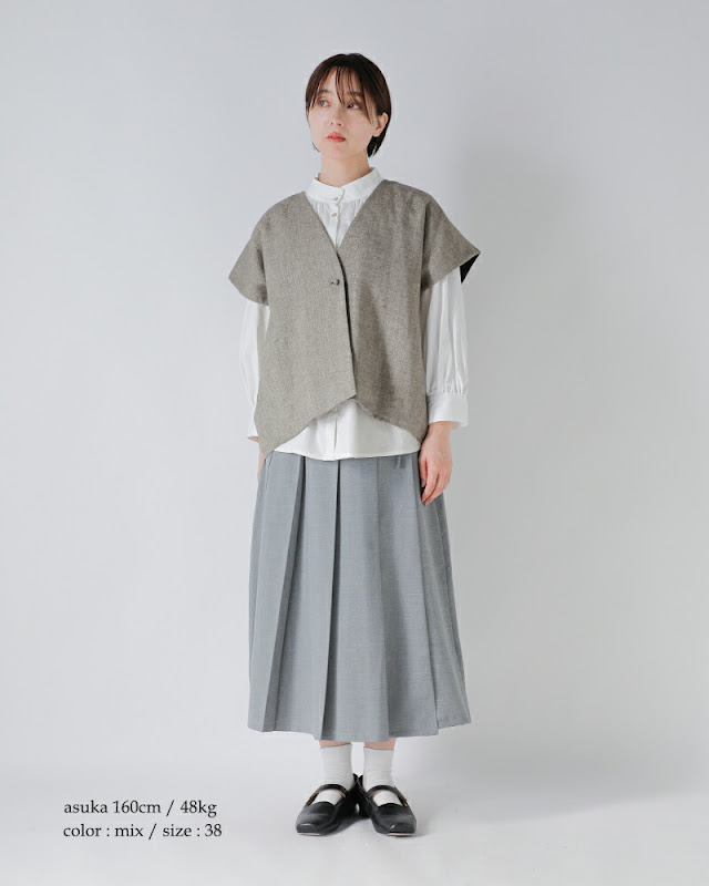40%OFF】 SI-HIRAI スーヒライ グリッターリネン スクエア ジレ chss26