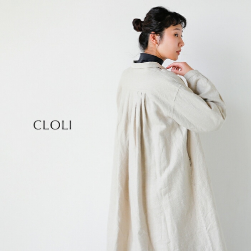 クロリ CLOLI リネン タック シャツ ワンピース CLOLI クロリ リネン タック シャツ ドレス “LINEN TUCK SHIRT DRESS