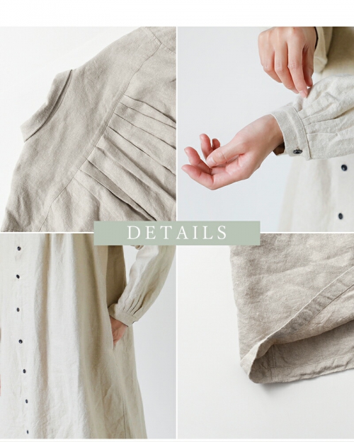 CLOLI クロリ リネン タック シャツ ドレス “LINEN TUCK SHIRT DRESS