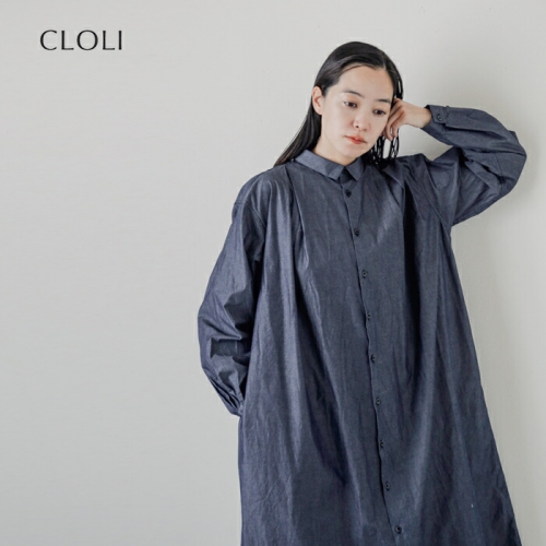 CLOLI クロリ コットンタックシャツドレス “COTTON TUCK SHIRT DRESS