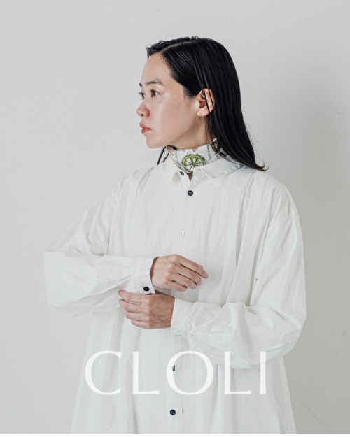 CLOLI クロリ コットンタックシャツドレス “COTTON TUCK SHIRT DRESS
