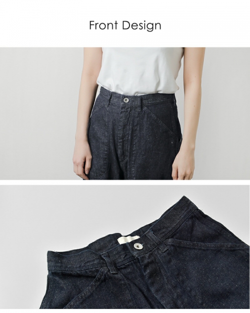 CLOLI クロリ コットン リネン デニム ワーク トラウザー パンツ