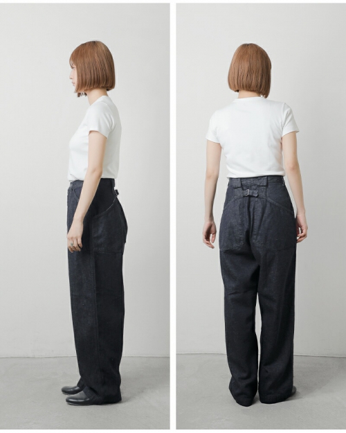 CLOLI クロリ コットン リネン デニム ワーク トラウザー パンツ