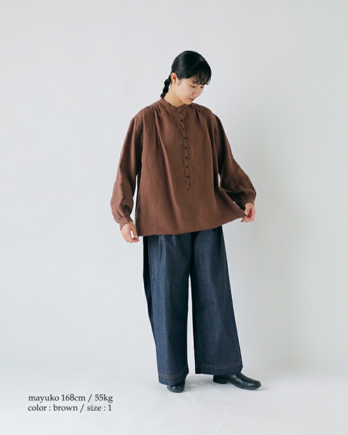 CLOLI クロリ ヘンプ スタンドカラー ブラウス “HEMP STAND COLLAR