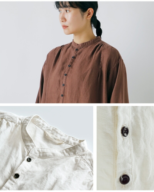 CLOLI クロリ ヘンプ スタンドカラー ブラウス “HEMP STAND COLLAR