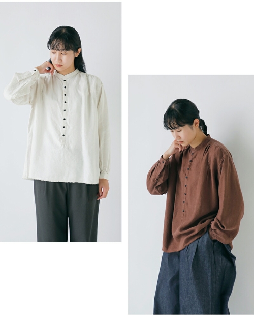CLOLI クロリ ヘンプ スタンドカラー ブラウス “HEMP STAND COLLAR