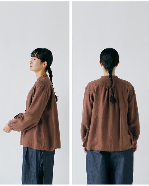 CLOLI クロリ ヘンプ スタンドカラー ブラウス “HEMP STAND COLLAR