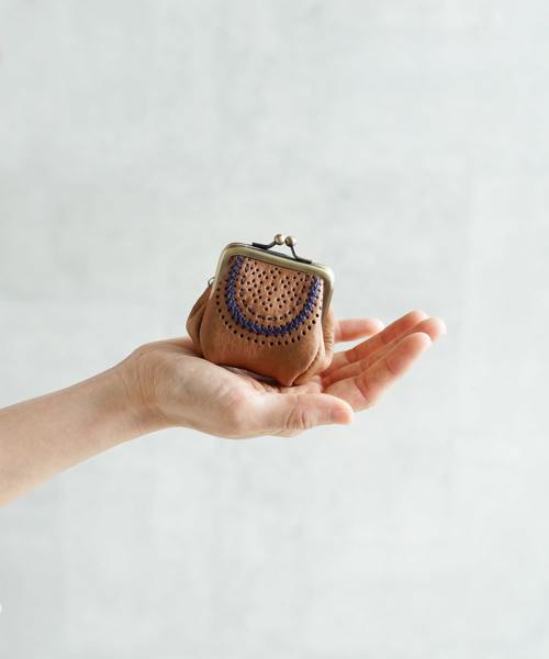 Yammart(ヤマート)カウレザーステッチがま口コインケース coin
