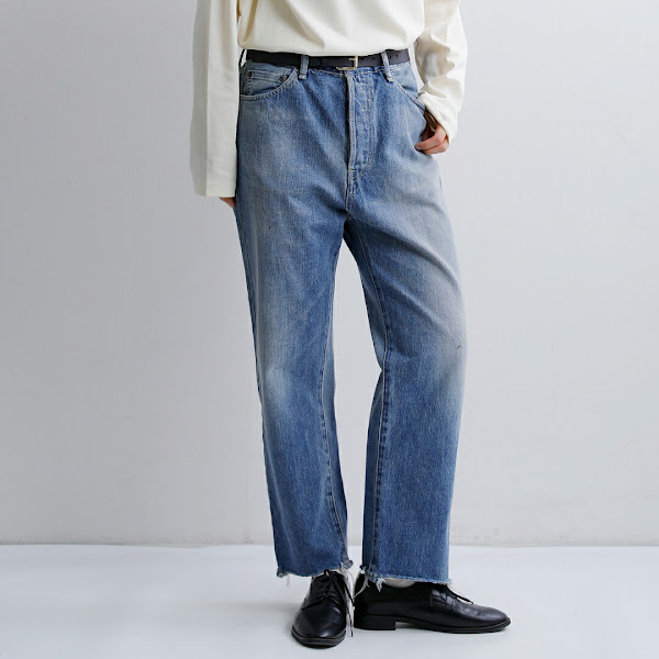 chimala セルビッチ デニム ワイド テーパード カット パンツ