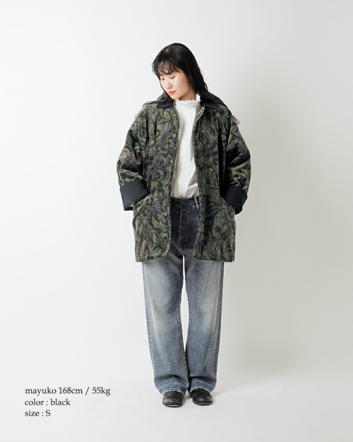 chimala チマラ フローラル リブレス コード バーン コート cs40
