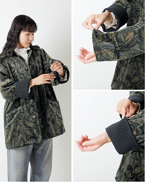 chimala チマラ フローラル リブレス コード バーン コート cs40-jt02