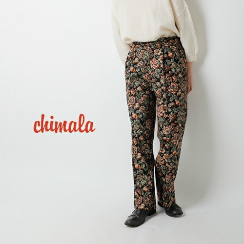 chimala チマラ フローラル ヘリンボーン トラウザー パンツ