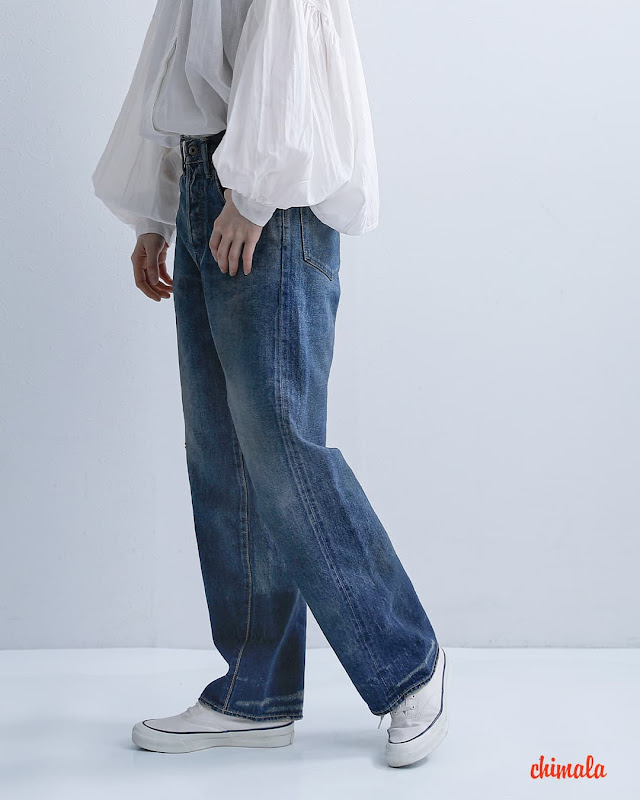 chimala チマラ セルビッチデニム ショートストレートカットパンツ